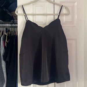 Scalloped neckline black camisole